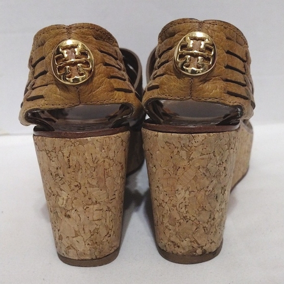 Tory Burch Killiam Leather Woven Cork Wedge Sandals US 7.5 - Picture 11 of 15